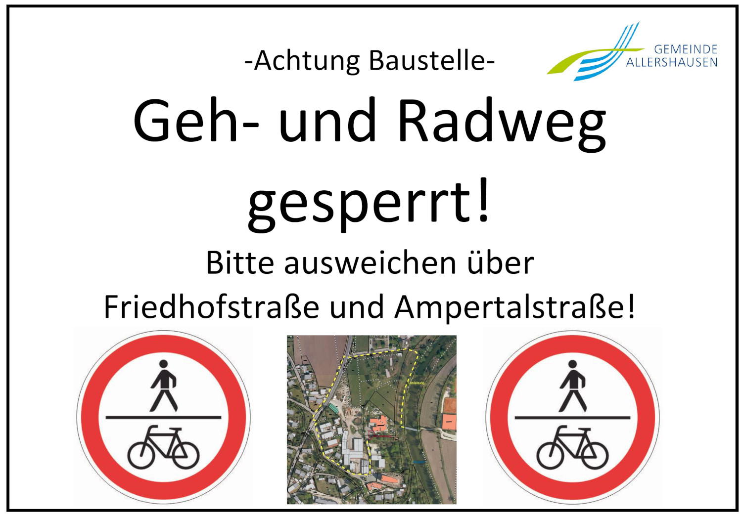 Sperrung Geh- und Radweg zwischen Kirchstraße und Heinrich-Winkler-Steg